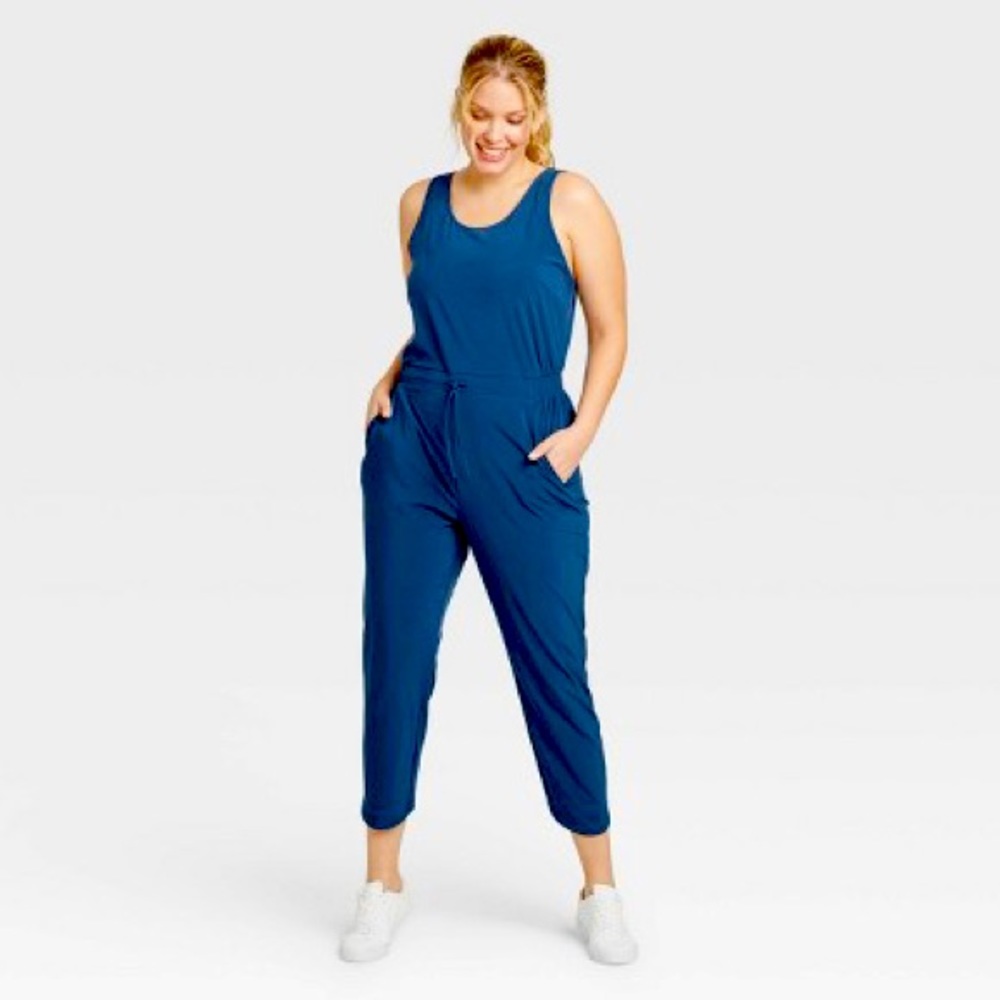 All in Motion Blue Stretch Jumpsuit Medium and XL
